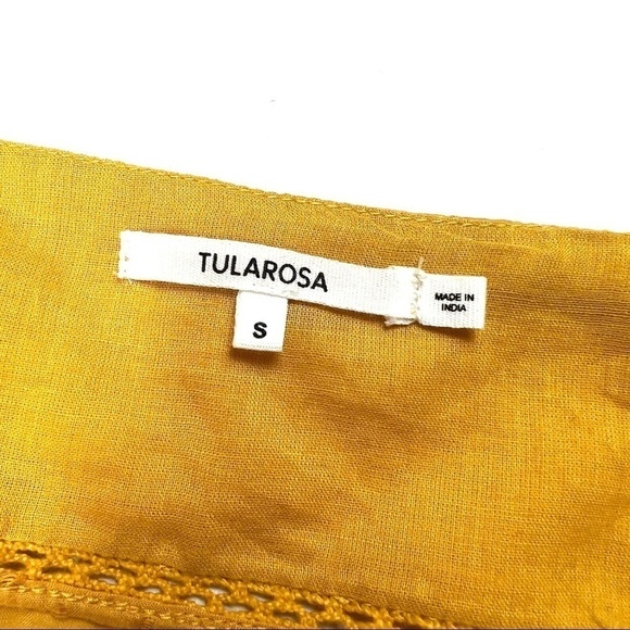 Tularosa mustard yellow embroidered ruffle crop top size S - Picture 8 of 8